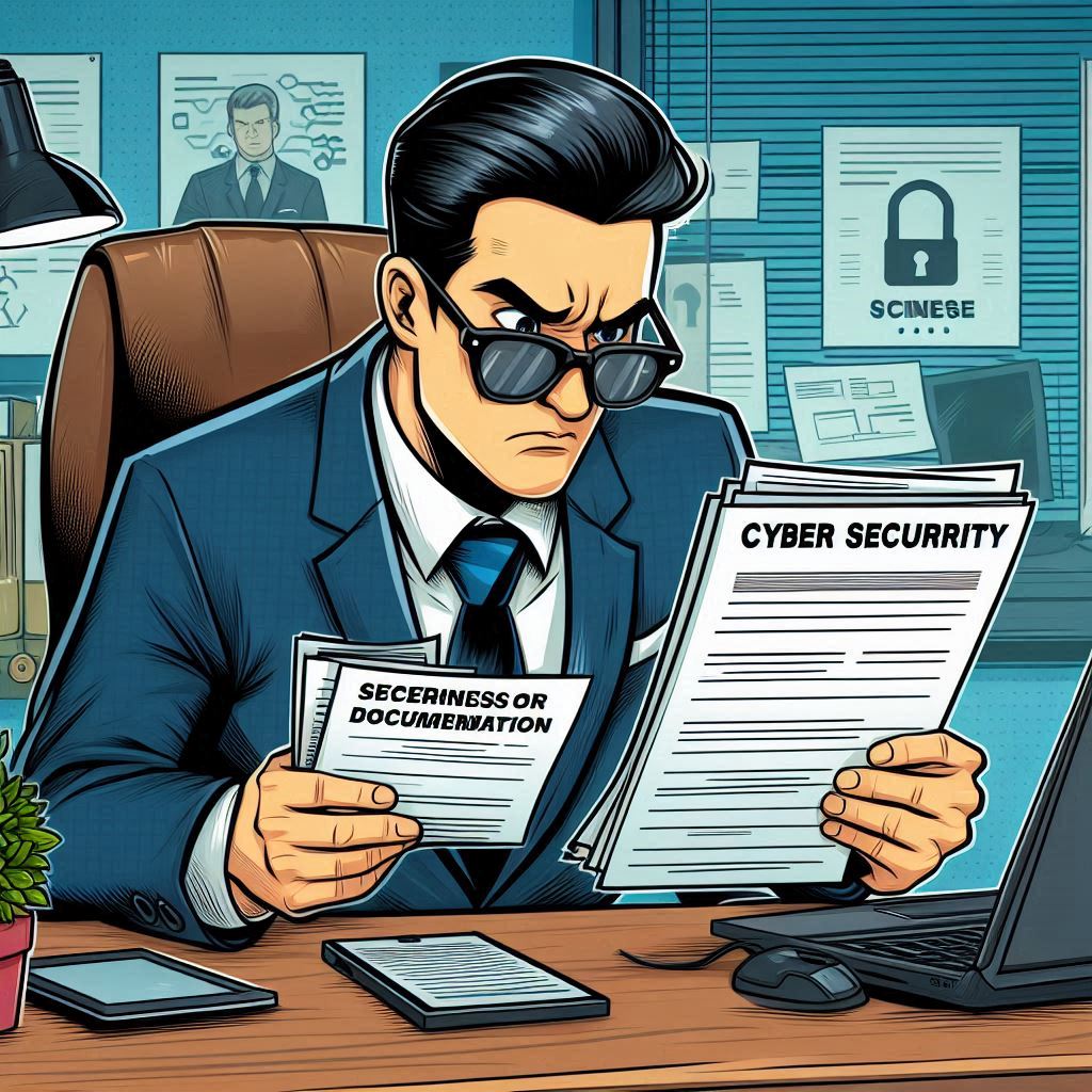 Cyber Security Manager who is going through documentation