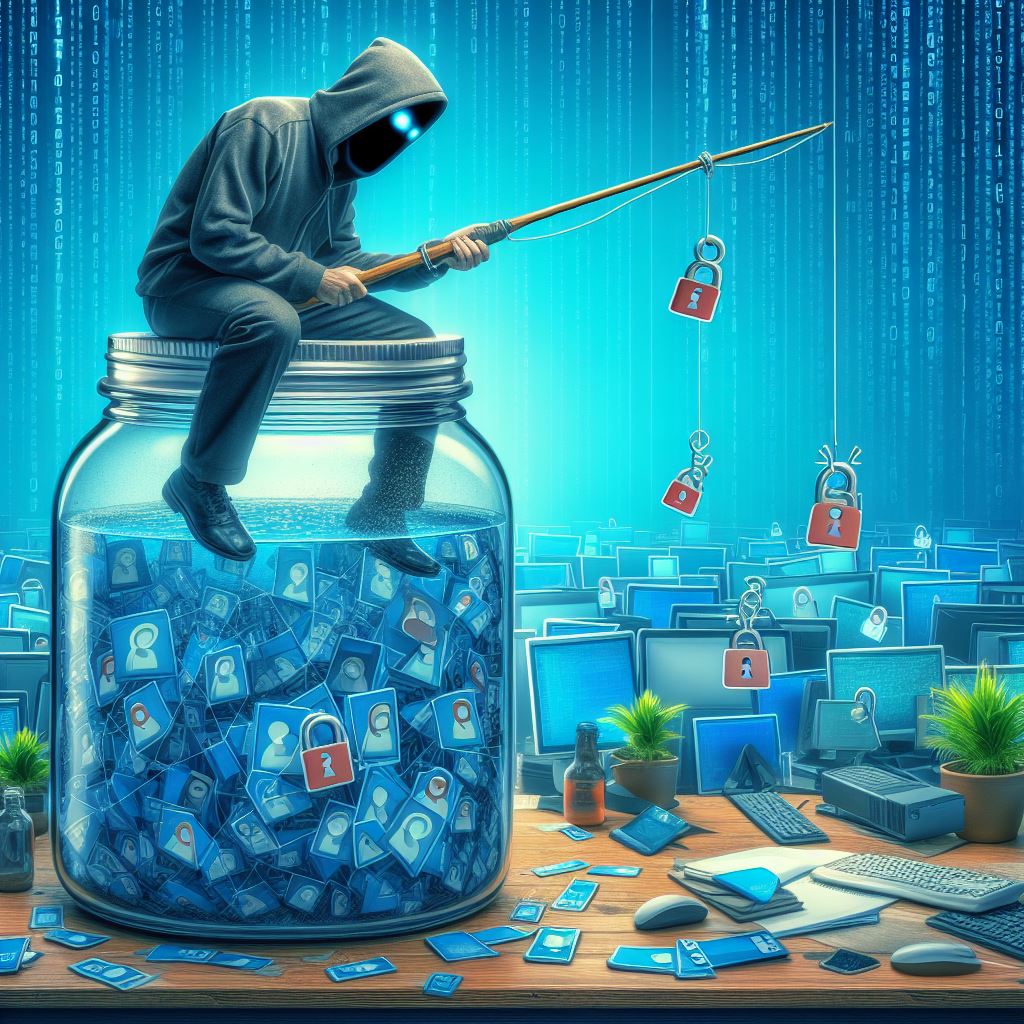 A hacker that is fishing in a jar of users. He is in the matrix.