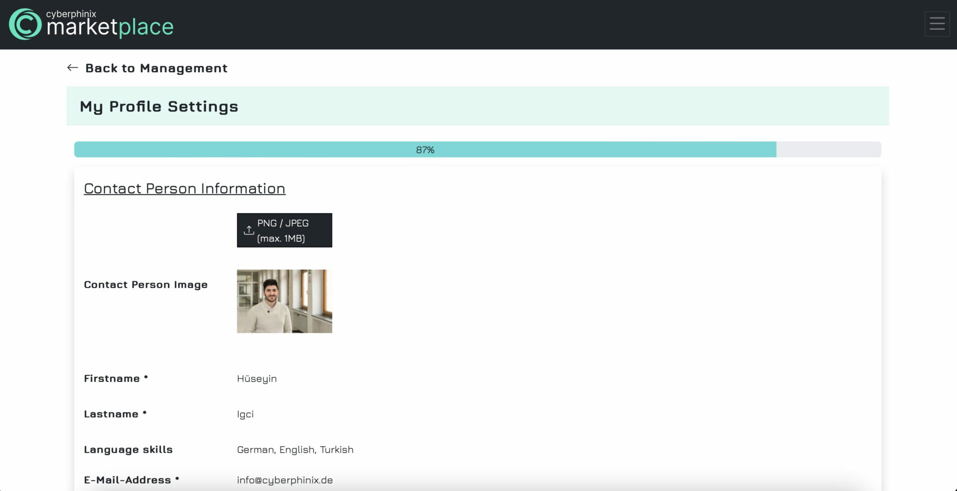 Profile Settings View